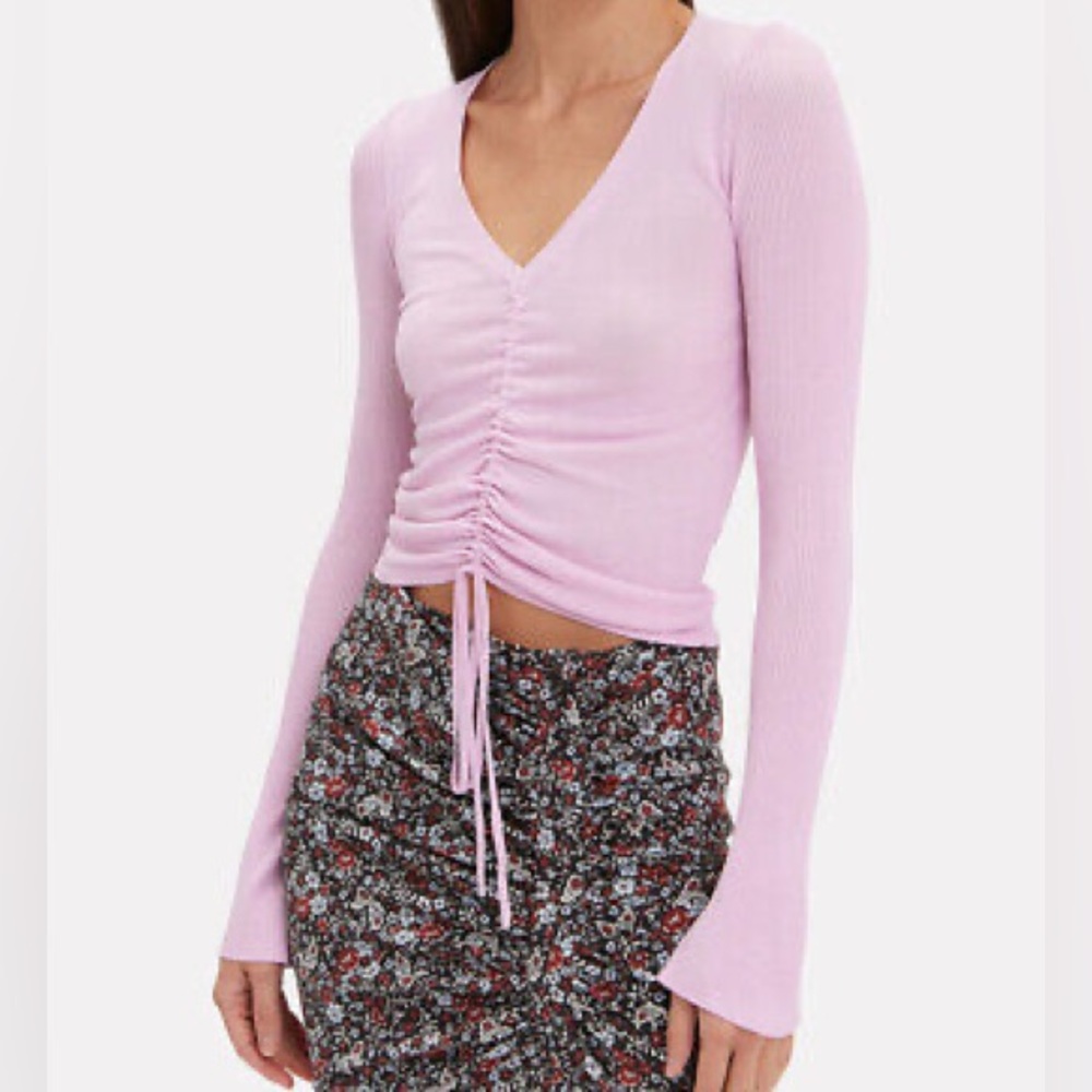 Nicolas Lilac Ruched Knit Drawstring Top